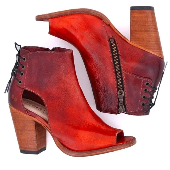 Bed Stu Angelique Peep Toe Heels Bootie Cranberry - Picture 2 of 4